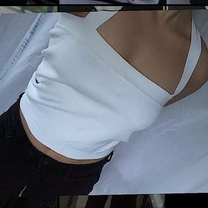 white cross back good American crop top